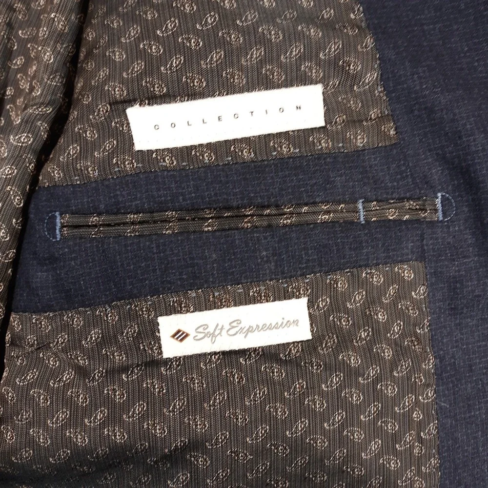 Joseph Abboud Wool Suit Jacket Blazer Mens 50 R Blue Vitale Barberis Canonico
